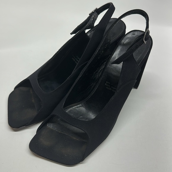 Robert Clergerie Heels High Heel Shoes Square Open Toe Ankle Strap Black Size 8 - Picture 7 of 11